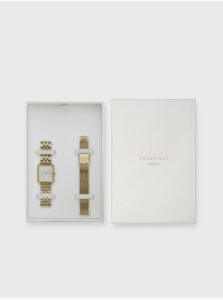 Súprava dámskych hodiniek v zlatej farbe Rosefield The Boxy XS + Mesh Gold Strap