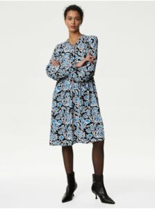 Čierno-modré dámske kvetované šaty Marks & Spencer
