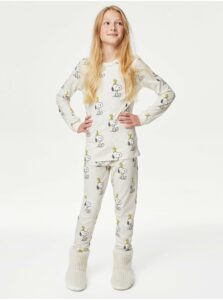 Biele detské vzorované pyžamo Marks & Spencer Snoopy™