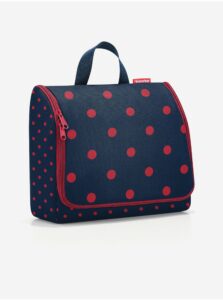 Tmavomodrá dámska bodkovaná kozmetická taška Reisenthel Toiletbag XL Mixed Dots Red