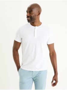 Biele pánske basic tričko Celio Genperle