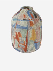 Modro-šedá vzorovaná keramická váza Kaemingk