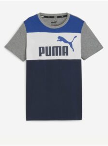 Modro-sivé chlapčenské tričko Puma ESS Block Tee