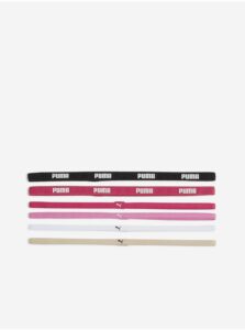 Súprava šiestich dámskych športových čeleniek v čiernej, ružovej a bielej farbe Puma AT Sportbands