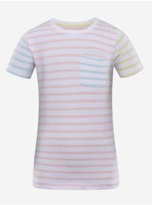Ružovo-biele detské pruhované tričko ALPINE PRO BOATERO