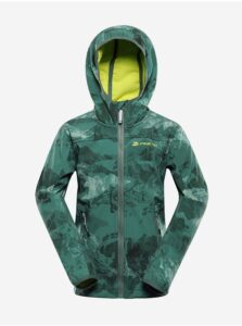 Zelená detská vzorovaná softshellová bunda ALPINE PRE HOORO