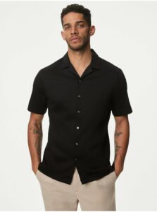 Čierna pánska košeľa s krátkym rukávom Marks & Spencer