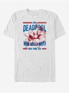 Biele unisex tričko Marvel Deadpool Text Overlay
