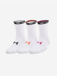 Súprava troch dámskych športových ponožiek v bielej farbe Under Armour UA Essential Nv Mid Crew 3pk