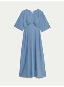 Modré dámske midi šaty Marks & Spencer