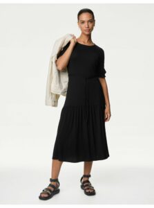 Čierne dámske šaty so zaväzovaním Marks & Spencer
