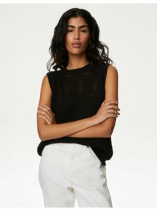 Čierne dámske pletené tielko s vysokým podielom bavlny Marks & Spencer