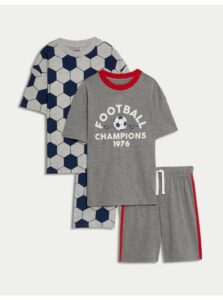 Sada dvoch chlapčenských pyžám v sivej farbe s futbalovým motívom Marks & Spencer