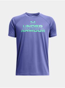 Fialové chlapčenské tričko Under Armour UA Tech Split Wordmark SS