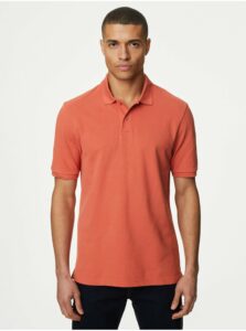 Oranžové pánske polo tričko z čistej bavlny Marks & Spencer