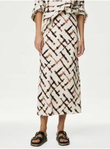 Krémová dámska naťahovacia maxi sukňa Marks & Spencer