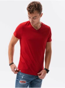 Červené pánske basic tričko Ombre Clothing