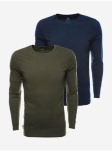 Basic tričká pre mužov Ombre Clothing - kaki, tmavomodrá