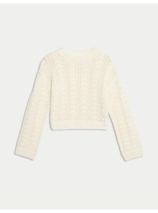 Sveter s vysokým podielom bavlny, trblietavý (2–16 rokov) Marks & Spencer smotanová